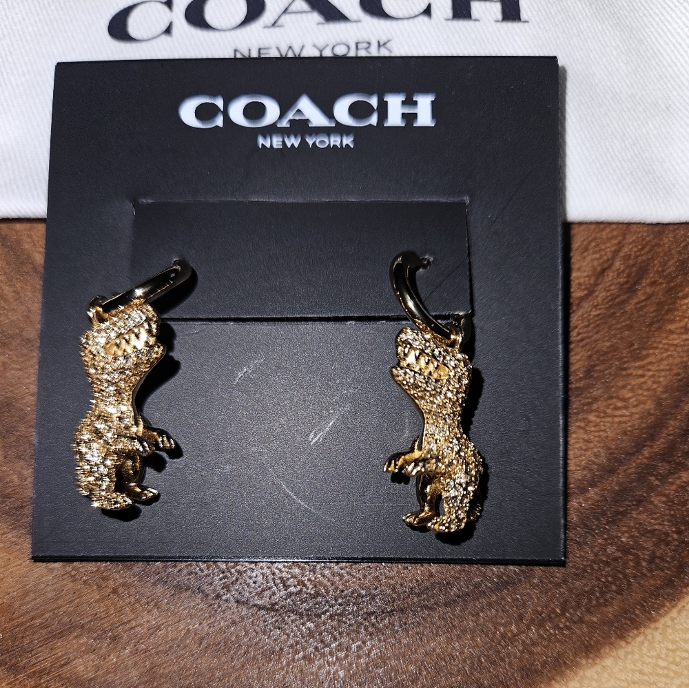 Reserved Coach Pavé Rexy Huggie Earrings With Dust Bag New - Picture 4 of 5